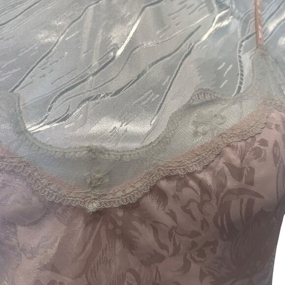 Vintage Satin Mermaid Slip Dress Light Pink Medium Floral Jacquard Y2K Romantic - Picture 11 of 16